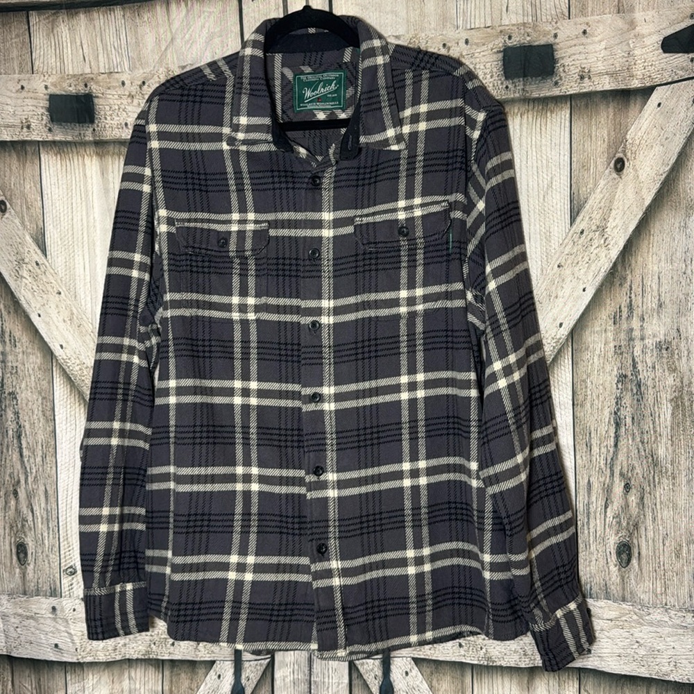 Men’s Woolrich Plaid Button Up Shacket Shirt Jacket XL